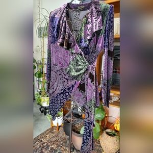 Picadilly Burnout Velvet Wrap Blouse